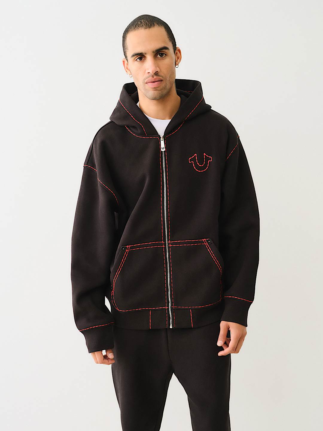 SUPER T EMBROIDERED BUDDHA LOGO ZIP HOODIE
