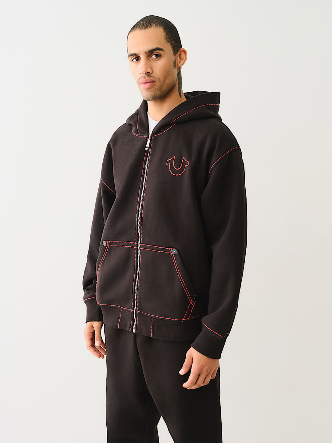 SUPER T EMBROIDERED BUDDHA LOGO ZIP HOODIE