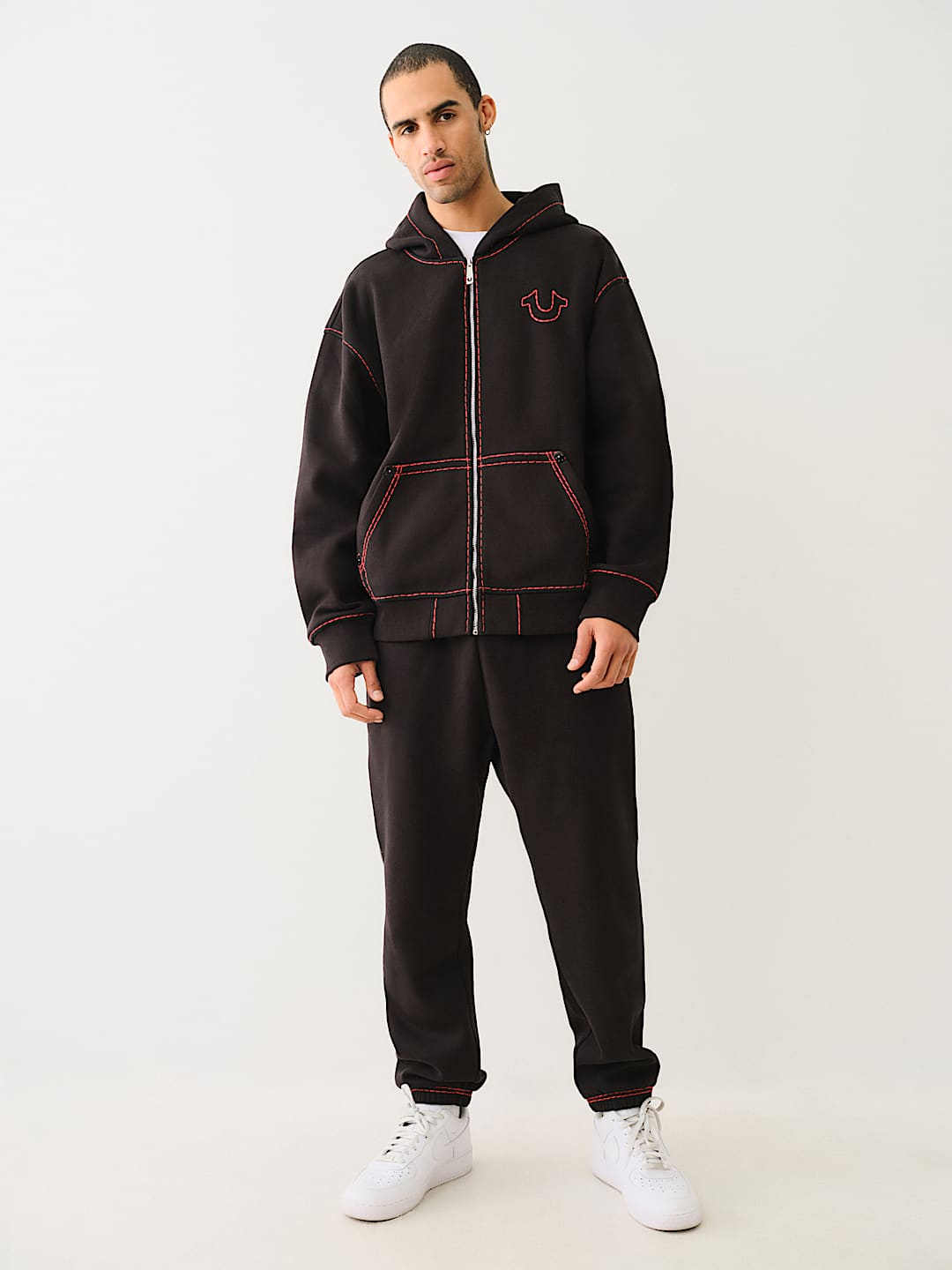 SUPER T EMBROIDERED BUDDHA LOGO ZIP HOODIE
