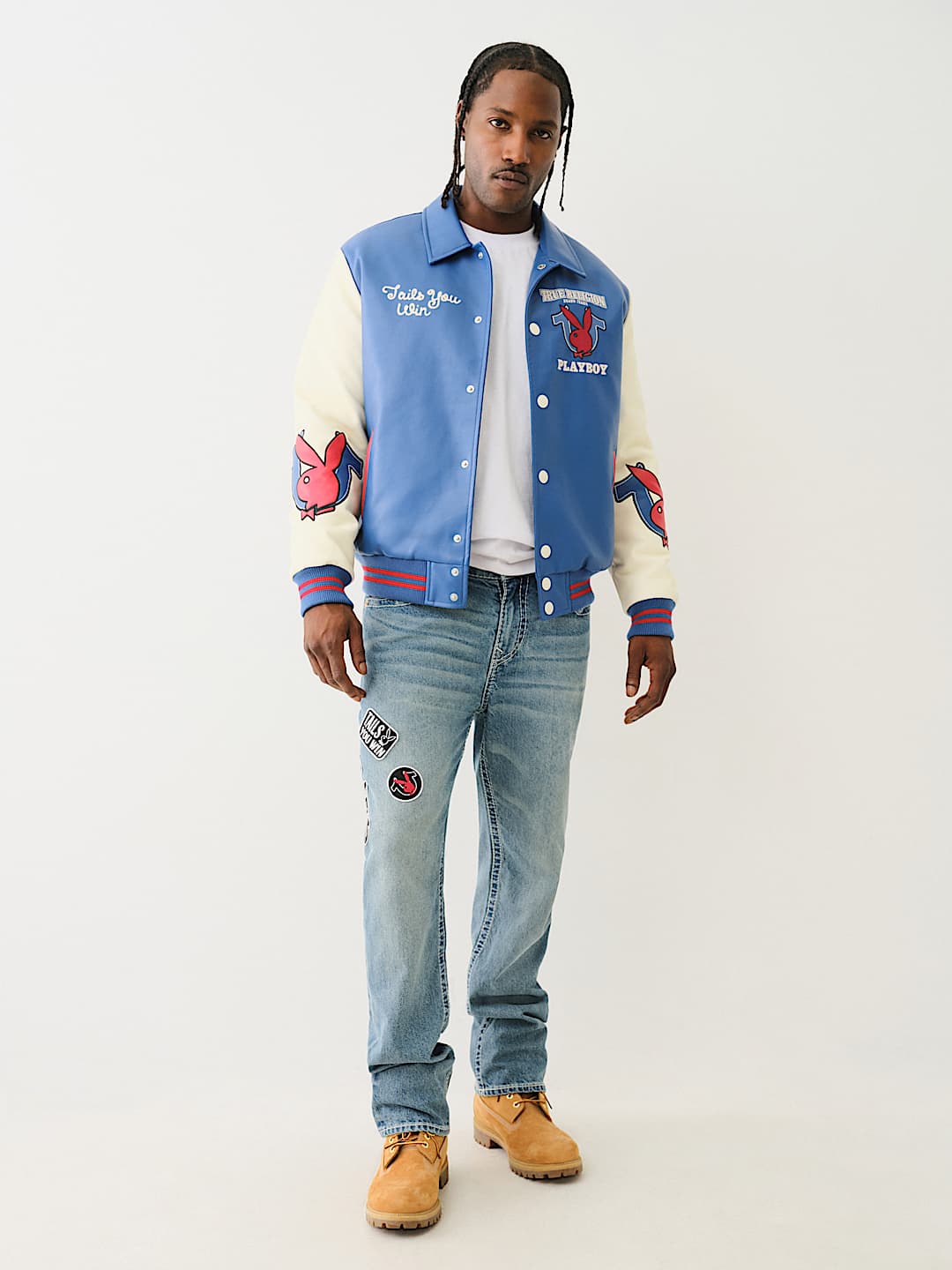 PLAYBOY X TRUE RELIGION BOMBER VARSITY JACKET