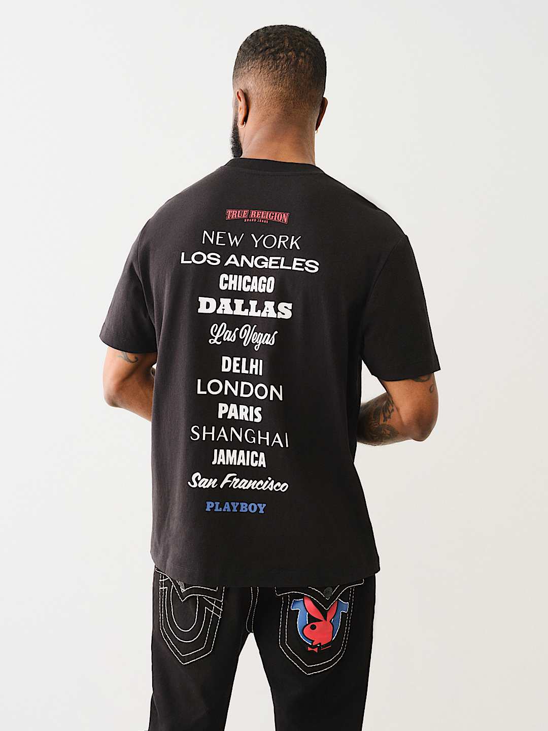 TRUE RELIGION X PLAYBOY APPLIQUÉ LOGO TEE - Black | True