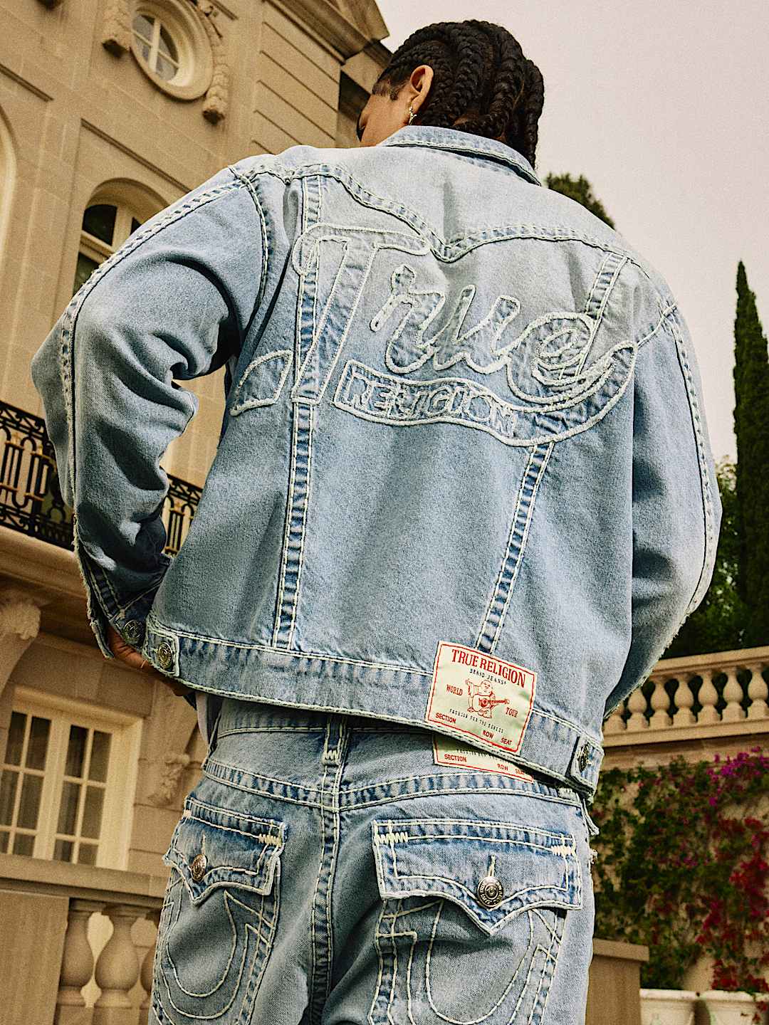 OVERSIZED LOGO APPLIQUE SUPER T DENIM JACKET