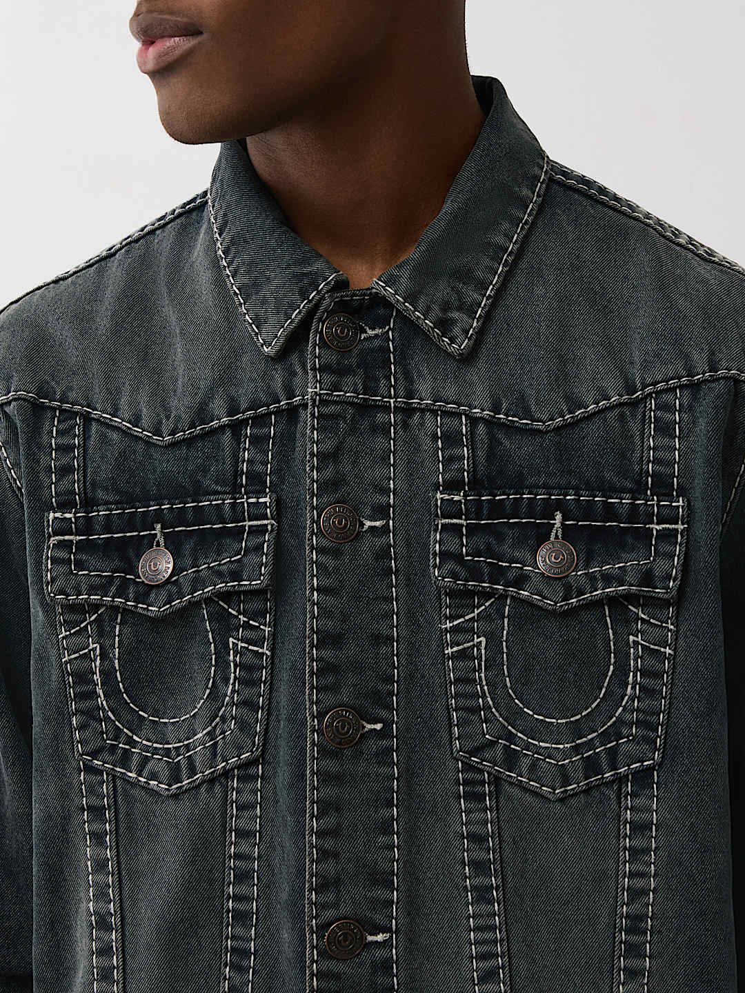 TRUE RELIGION ダークグレー デニムジャケット TRUE RELIGION ダークグレー デニムジャケット