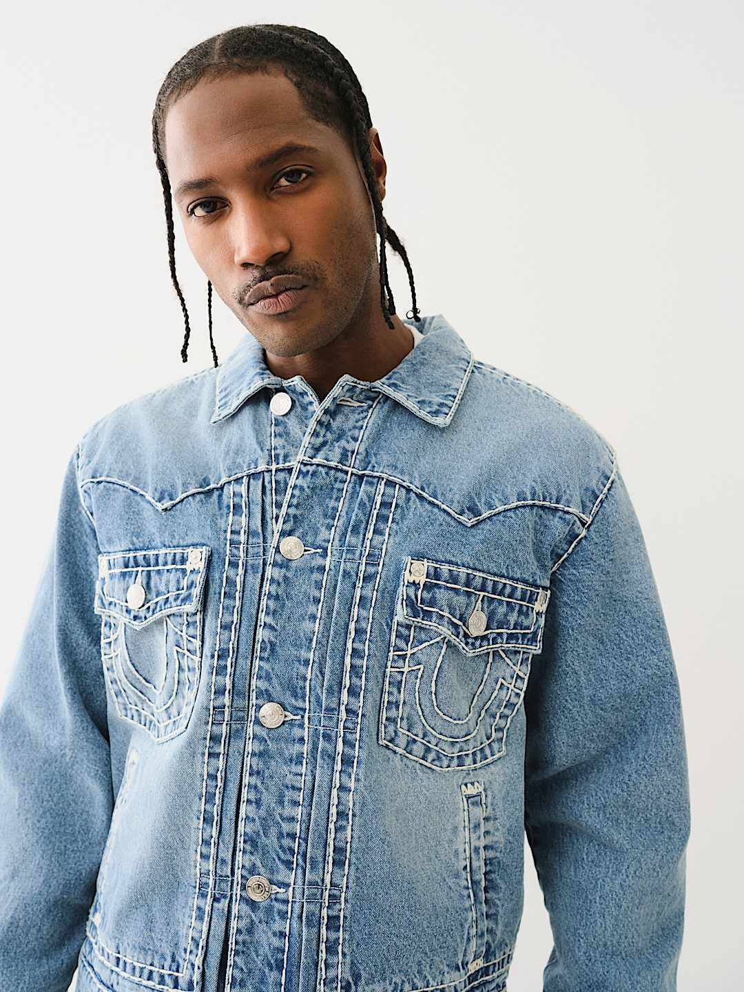 OVERSIZED SUPER T DENIM TRUCKER JACKET - MARINE MIST MEDIUM OVERSIZED SUPER T DENIM TRUCKER JACKET - MARINE MIST MEDIUM