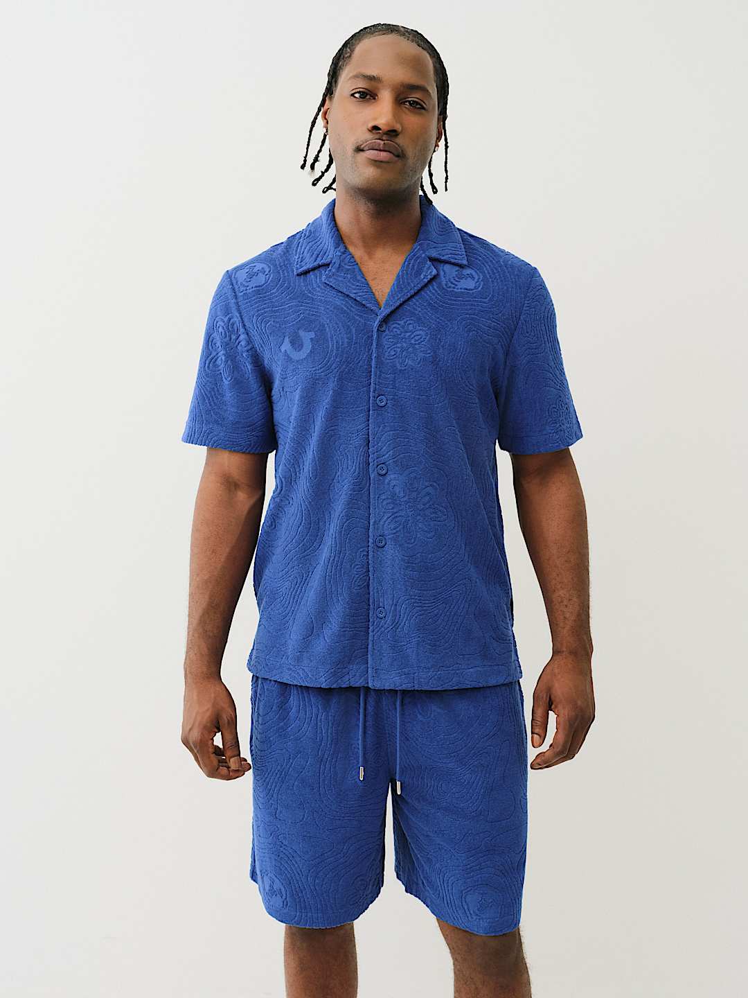 TERRY KNIT CAMP COLLAR SHIRT Vicente Blue True Religion