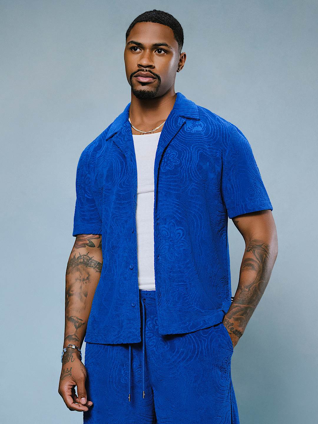 TERRY KNIT CAMP COLLAR SHIRT, image 1