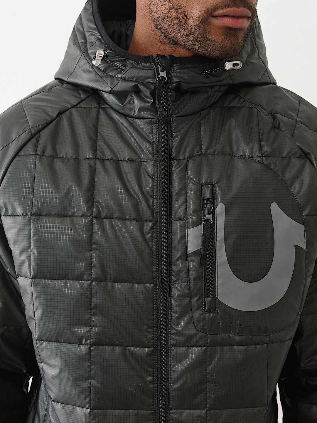 GEO QUILTED HOODED PUFFER JACKET, image 2