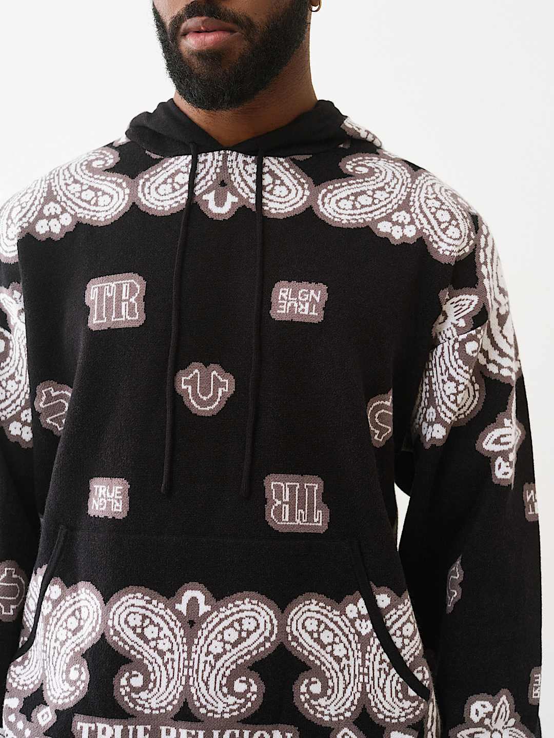 KNITTED BANDANA PRINT HOODIE, image 4