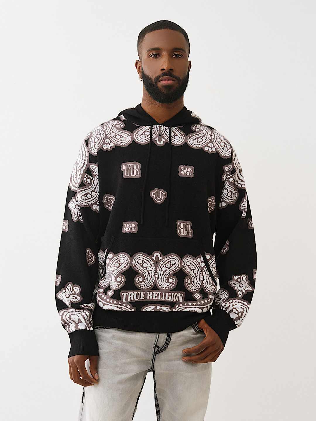 KNITTED BANDANA PRINT HOODIE | True Religion