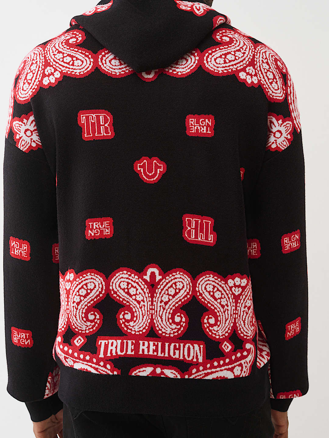 KNITTED BANDANA PRINT HOODIE, image 2