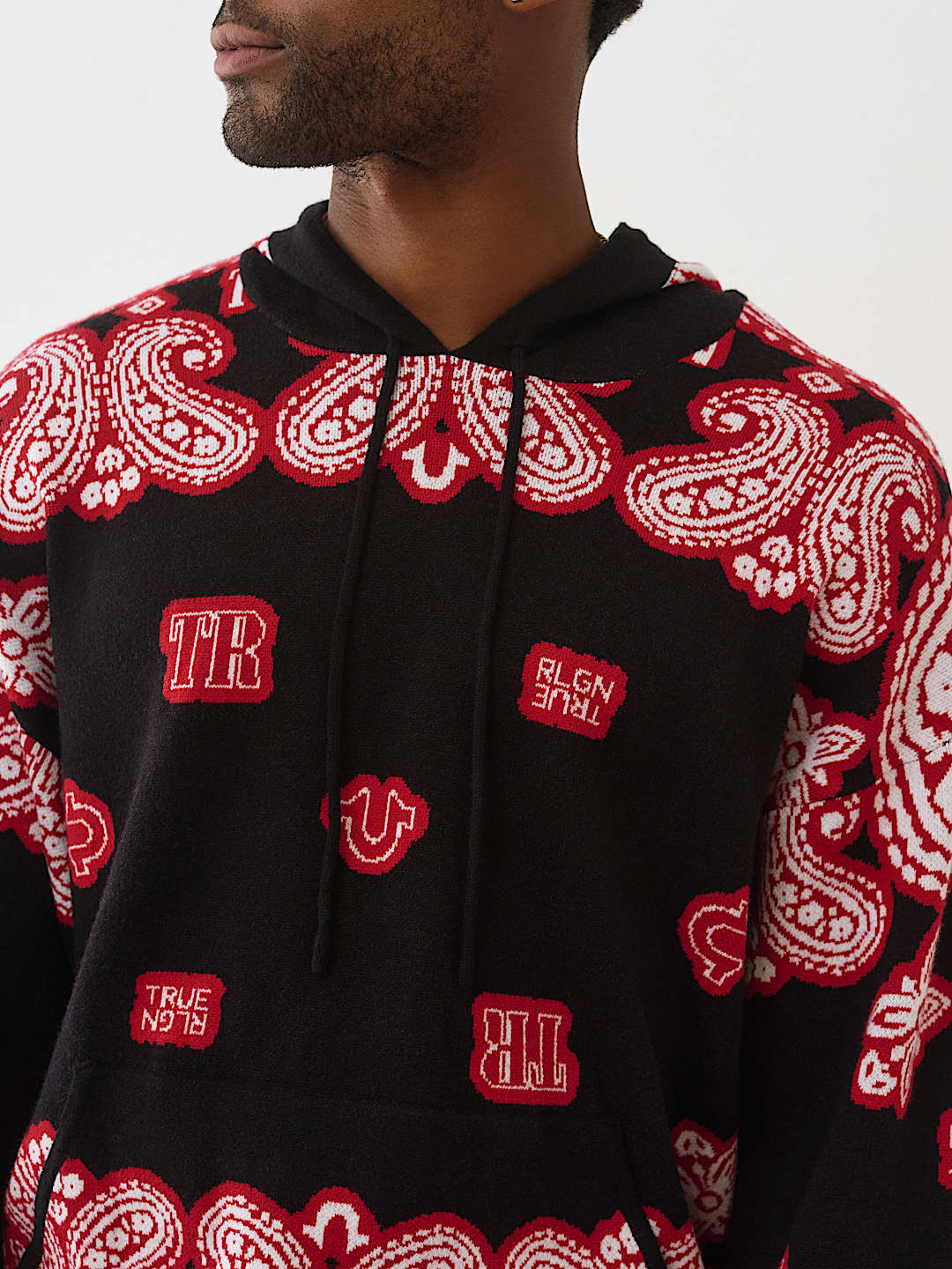 KNITTED BANDANA PRINT HOODIE, image 4