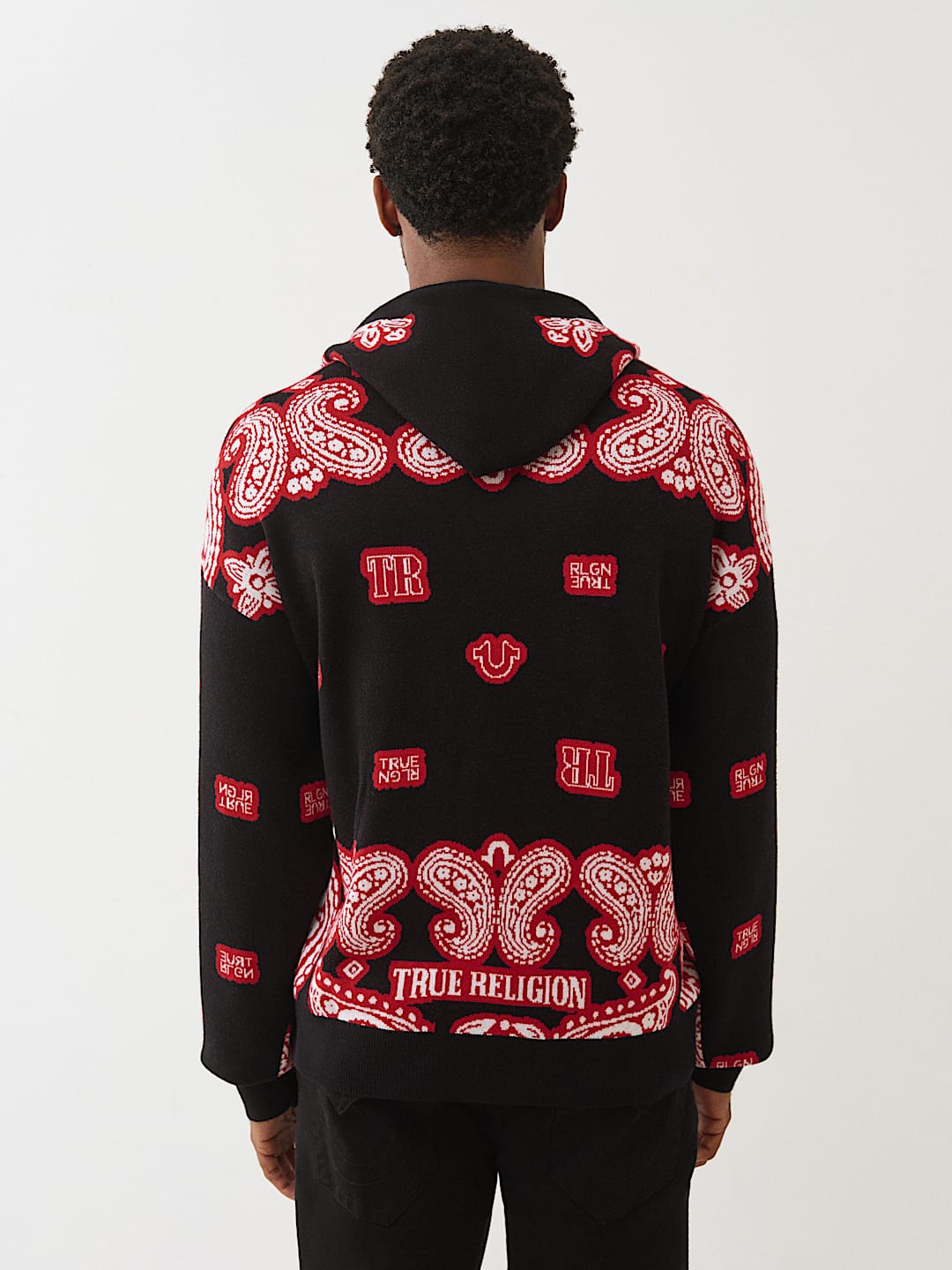 KNITTED BANDANA PRINT HOODIE, image 5