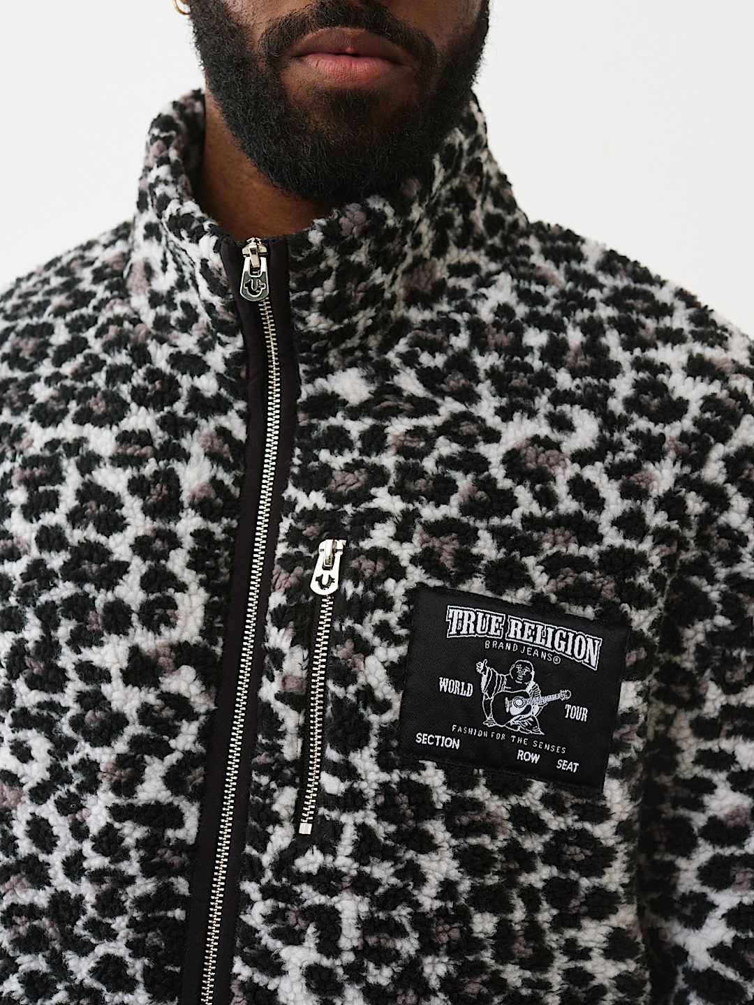 LEOPARD MOCKNECK SHERPA JACKET, image 4