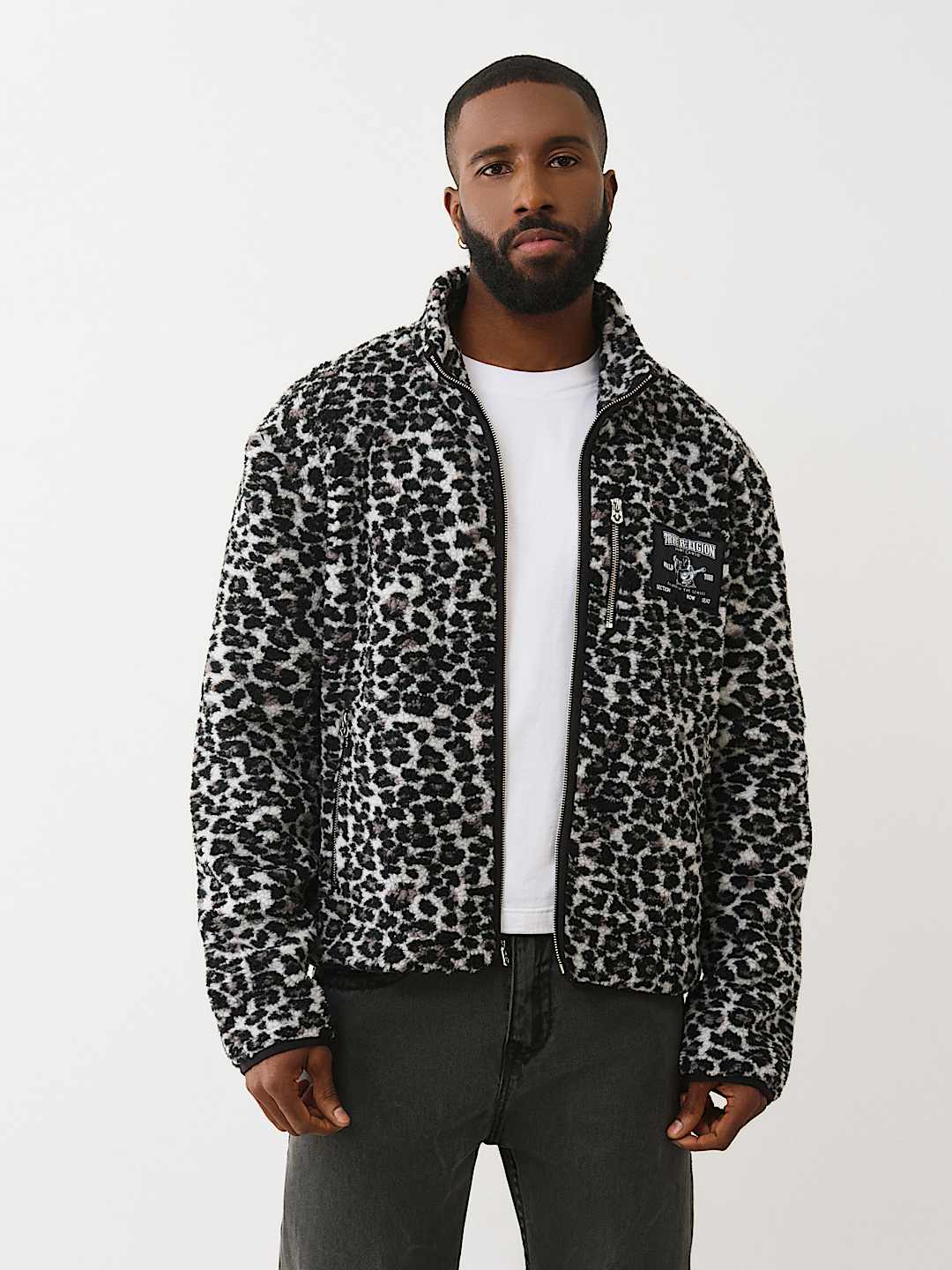 LEOPARD MOCKNECK SHERPA JACKET, image 7