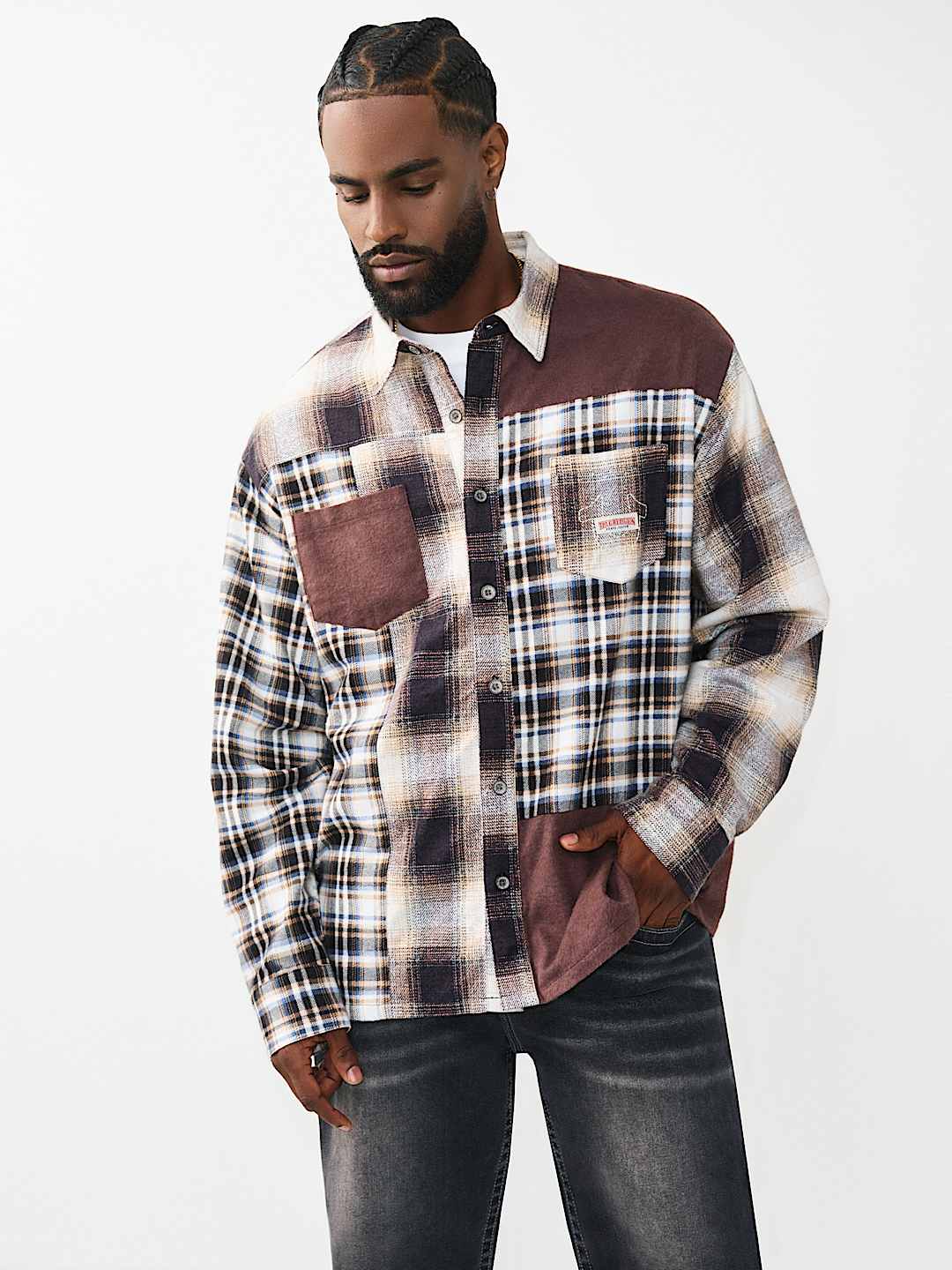 PRINTED LONG SLEEVE FLANNEL SHIRT, image 1