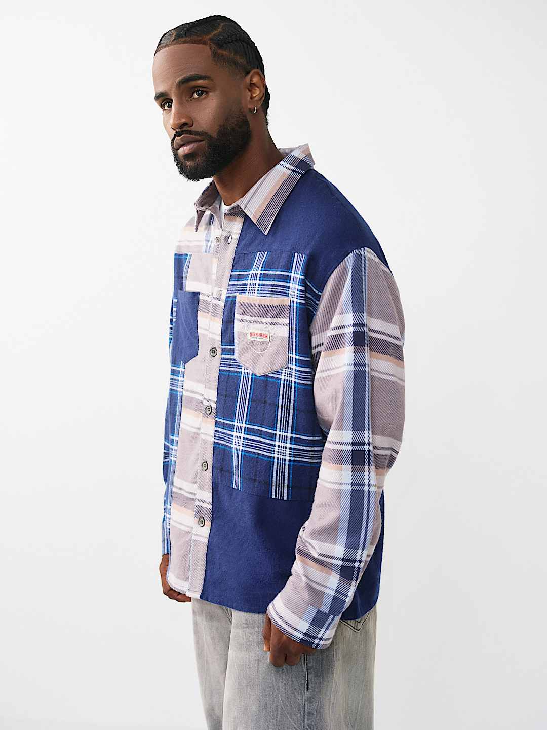 CAMISA DE FRANELA DE MANGA LARGA CON ESTAMPADO &Iacute;NDIGO, image 3