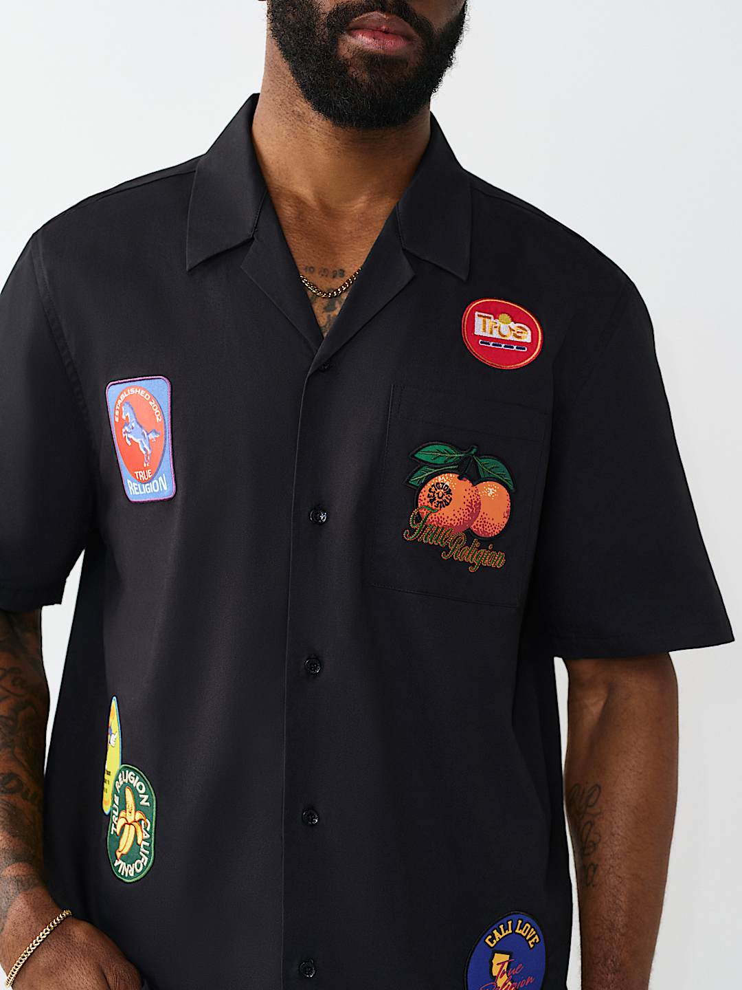 CAMISA BORDADA DE SARGA CON CUELLO DE CAMPANA, image 4