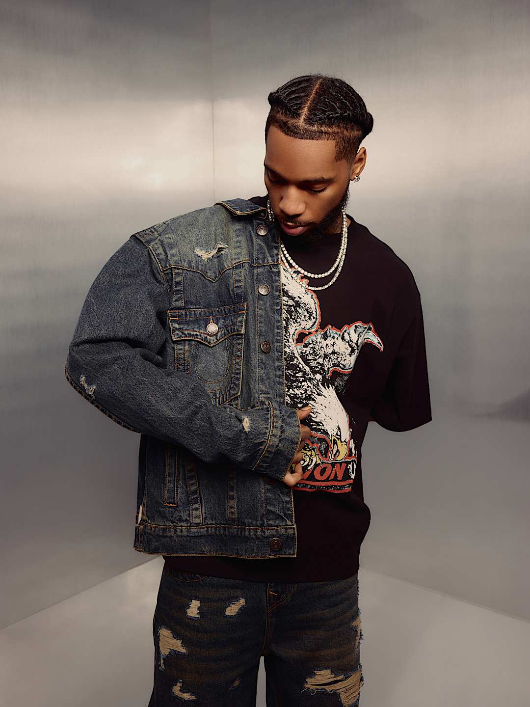 JIMMY DESTROYED OVERSIZED DENIM JACKET, image 3