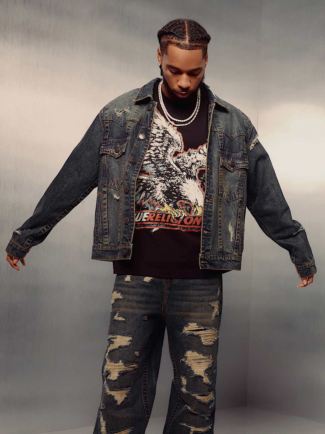 JIMMY DESTROYED OVERSIZED DENIM JACKET, image 1