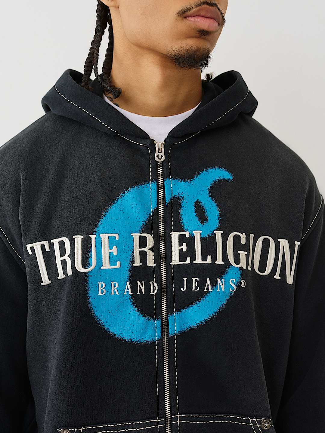 TRUE RELIGION X COOKIES EMBROIDERED ZIP HOODIE