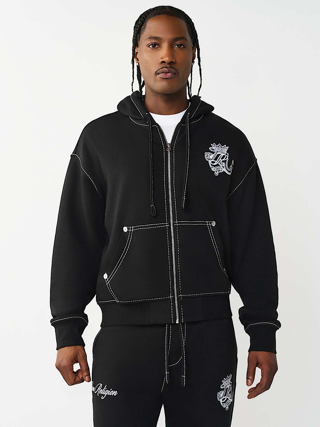 LOGO CREST BIG T BOXY ZIP HOODIE, image 2