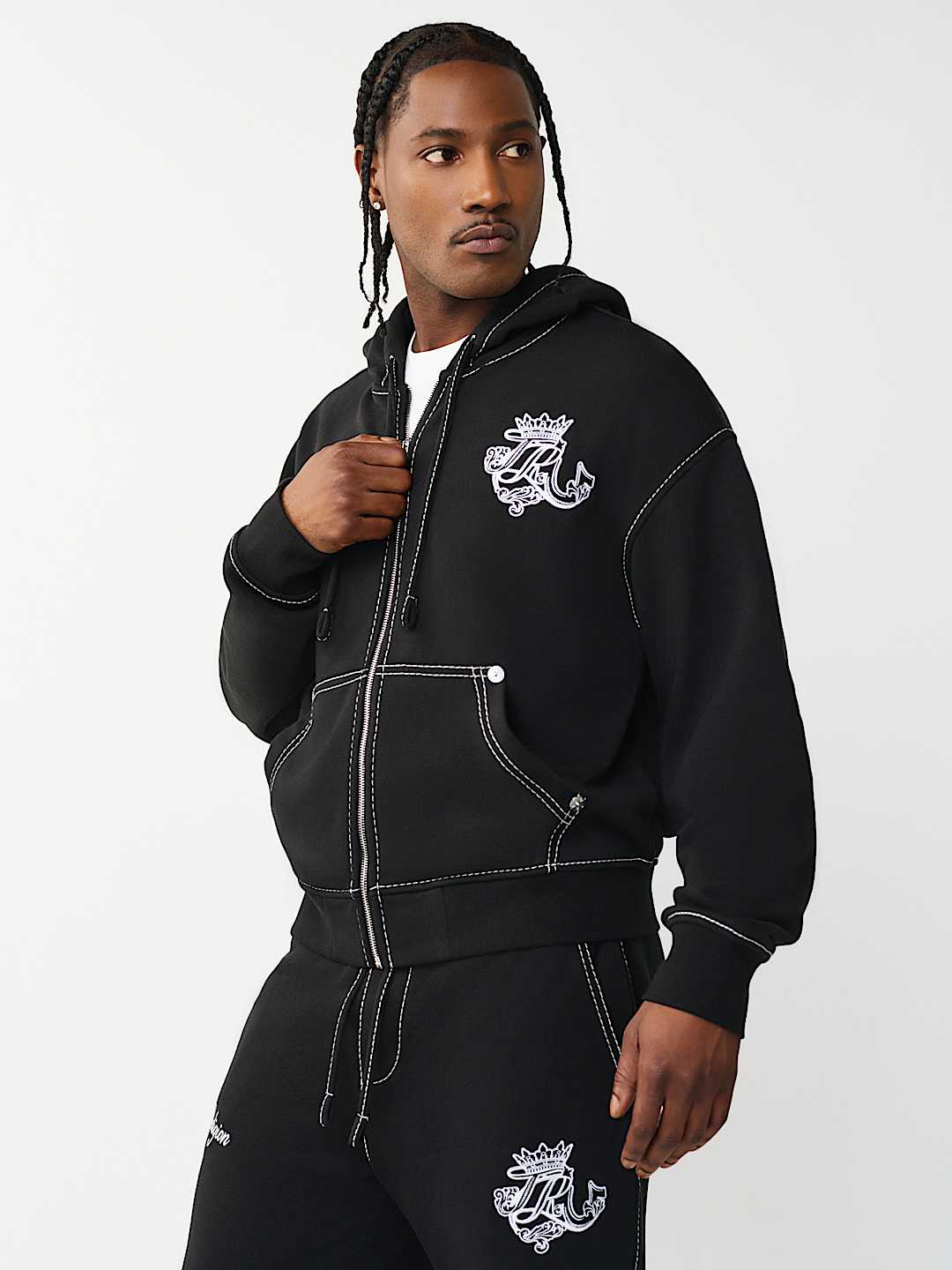 LOGO CREST BIG T BOXY ZIP HOODIE, image 3