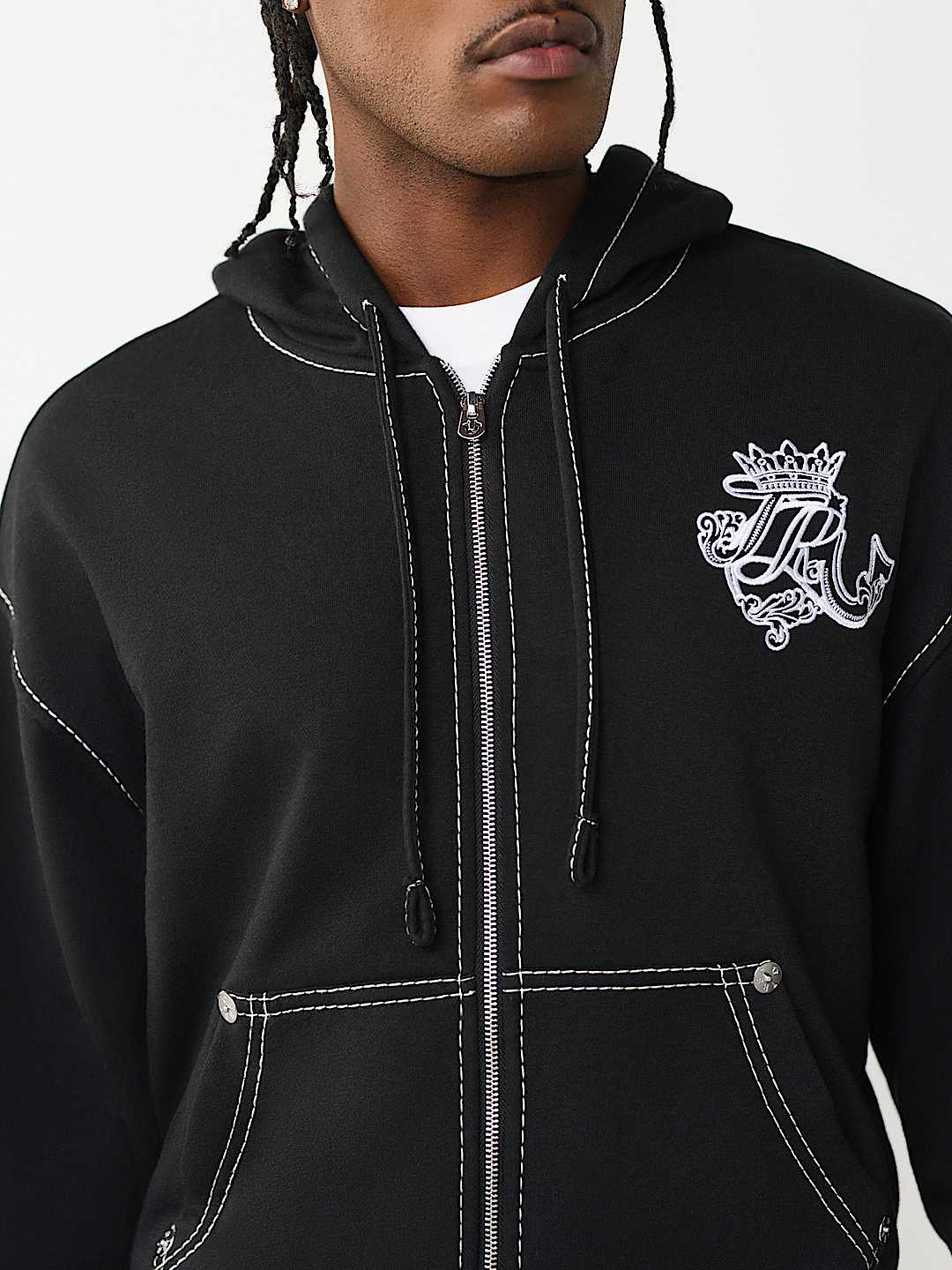 LOGO CREST BIG T BOXY ZIP HOODIE | True Religion
