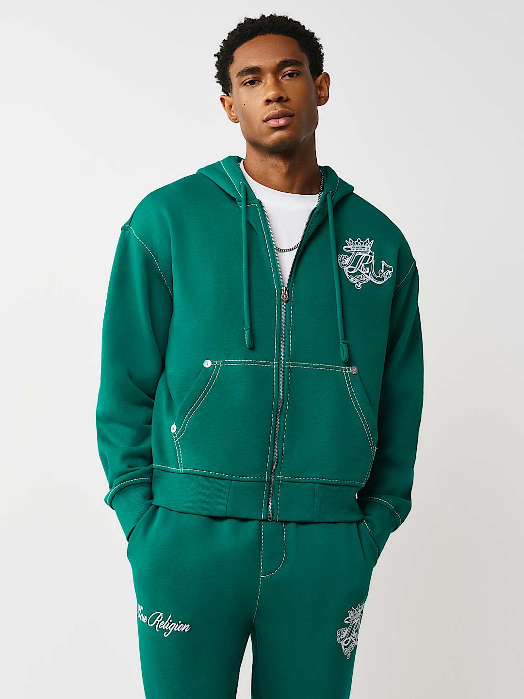 LOGO CREST BIG T BOXY ZIP HOODIE, image 2