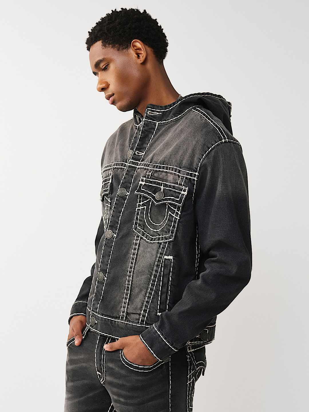 SUPER T HOODED DENIM JACKET, image 6