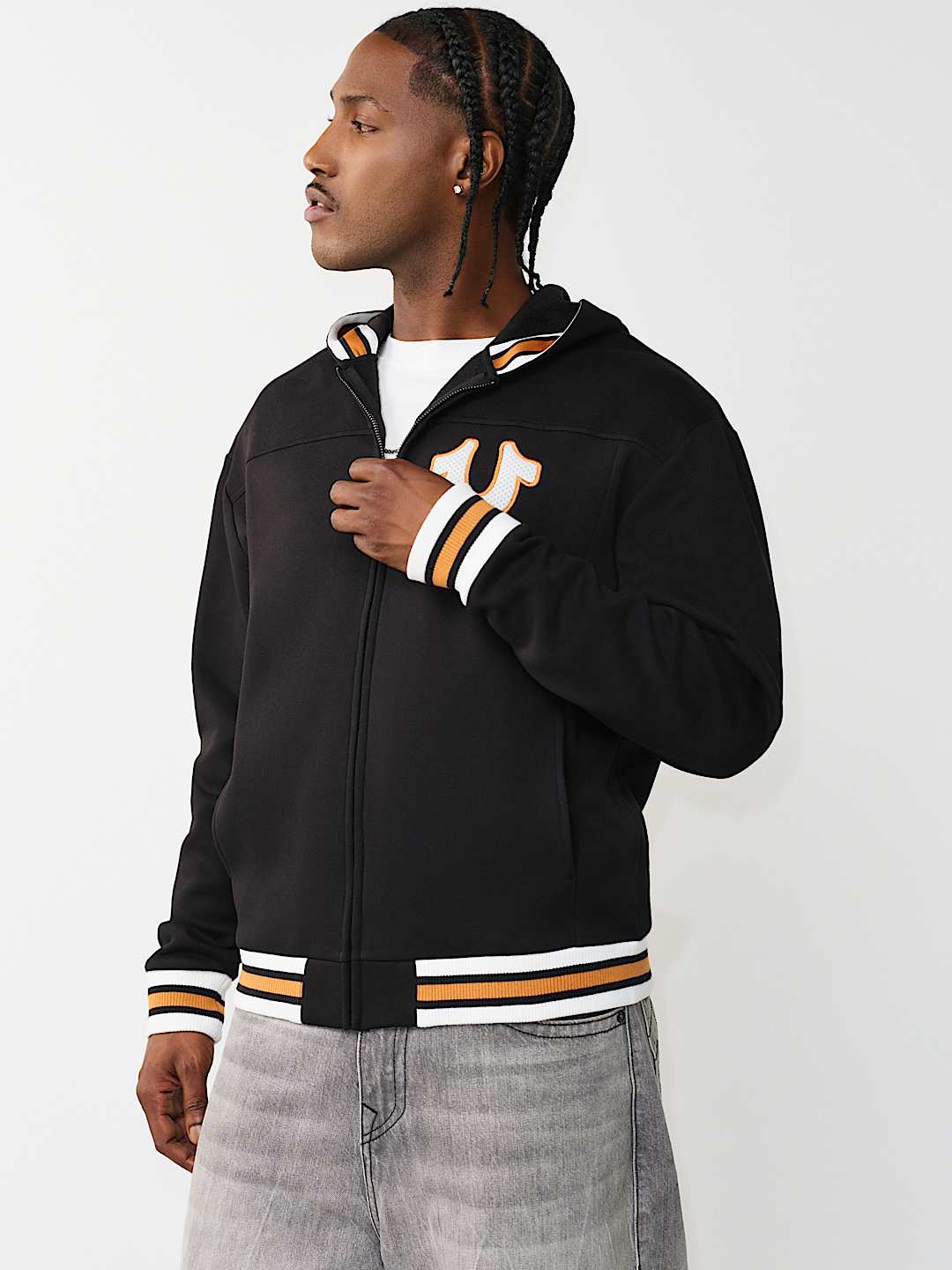 SUDADERA CON CAPUCHA Y CIERRE, Y APLIQUE CON MALLA, image 3