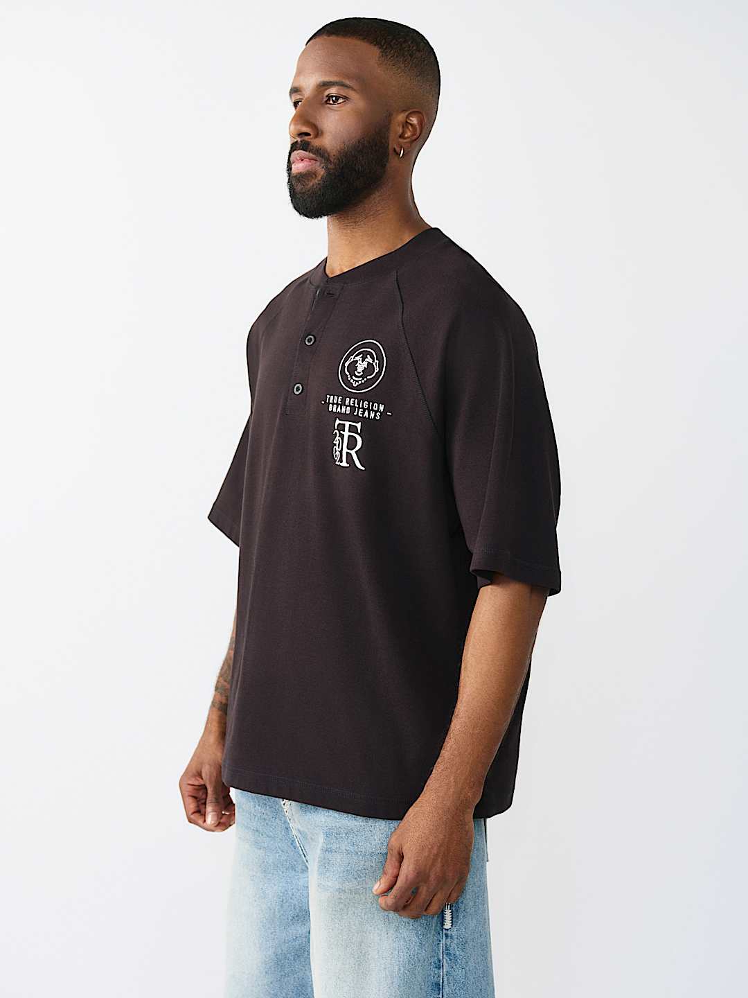 RAGLAN OVERSIZED HENLEY TEE, image 3