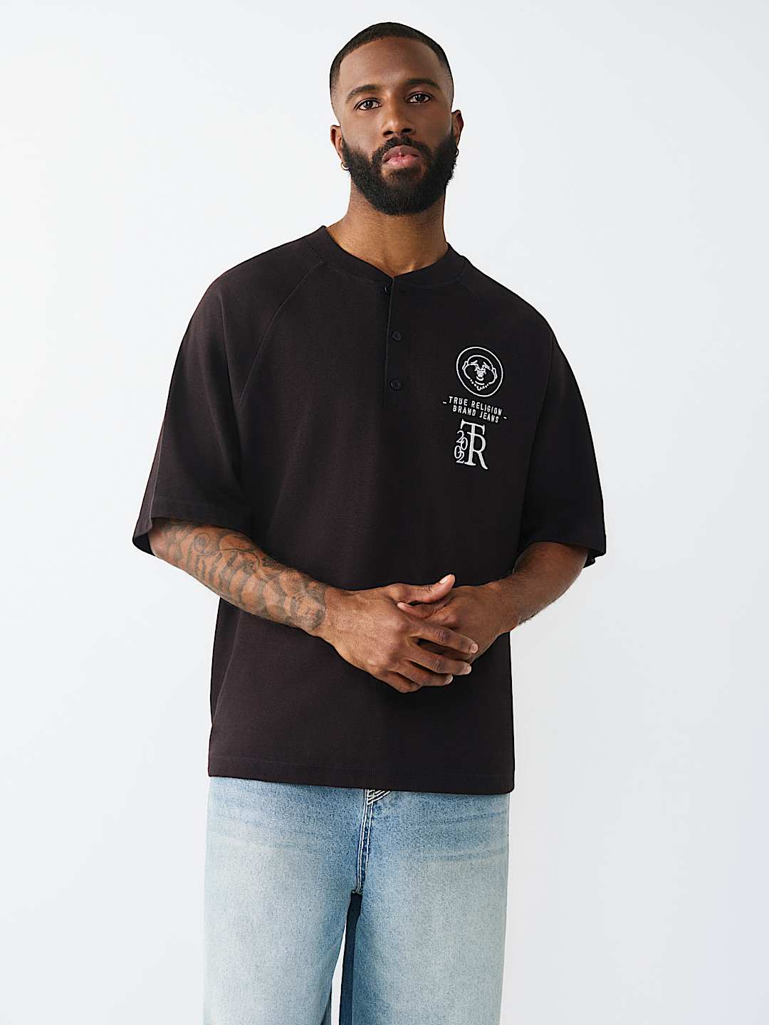 RAGLAN OVERSIZED HENLEY TEE, image 1