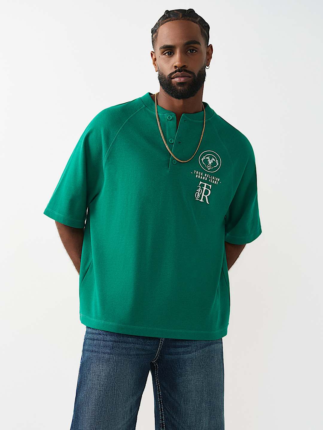 RAGLAN OVERSIZED HENLEY TEE, image 1