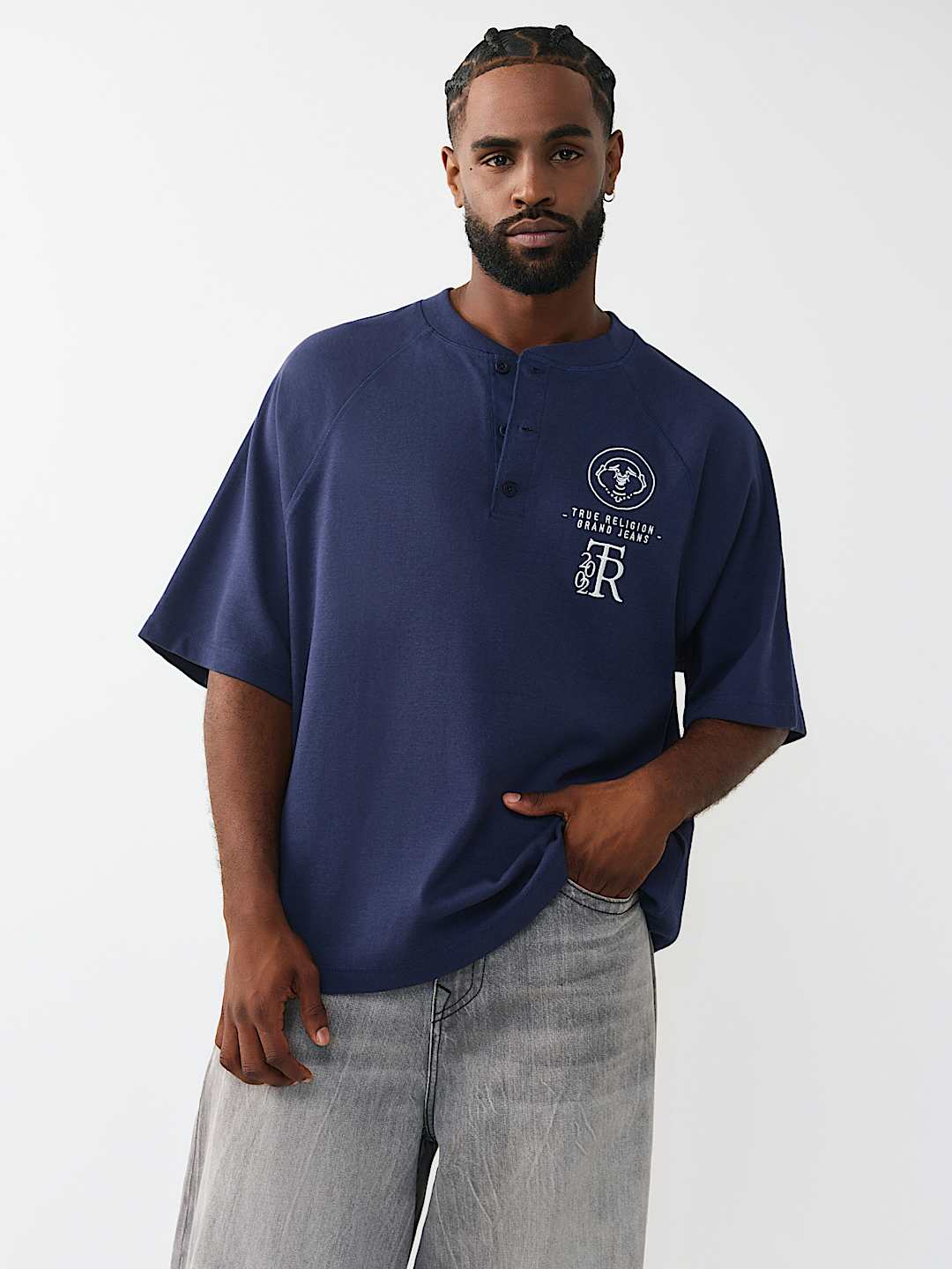 RAGLAN OVERSIZED HENLEY TEE, image 1