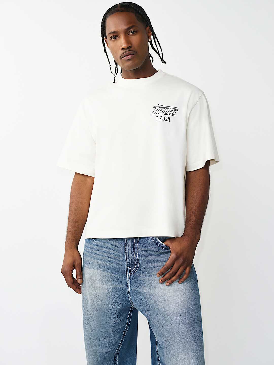 PRINT MESH STACKED LOGO HEAVYWEIGHT BOXY TEE, image 2