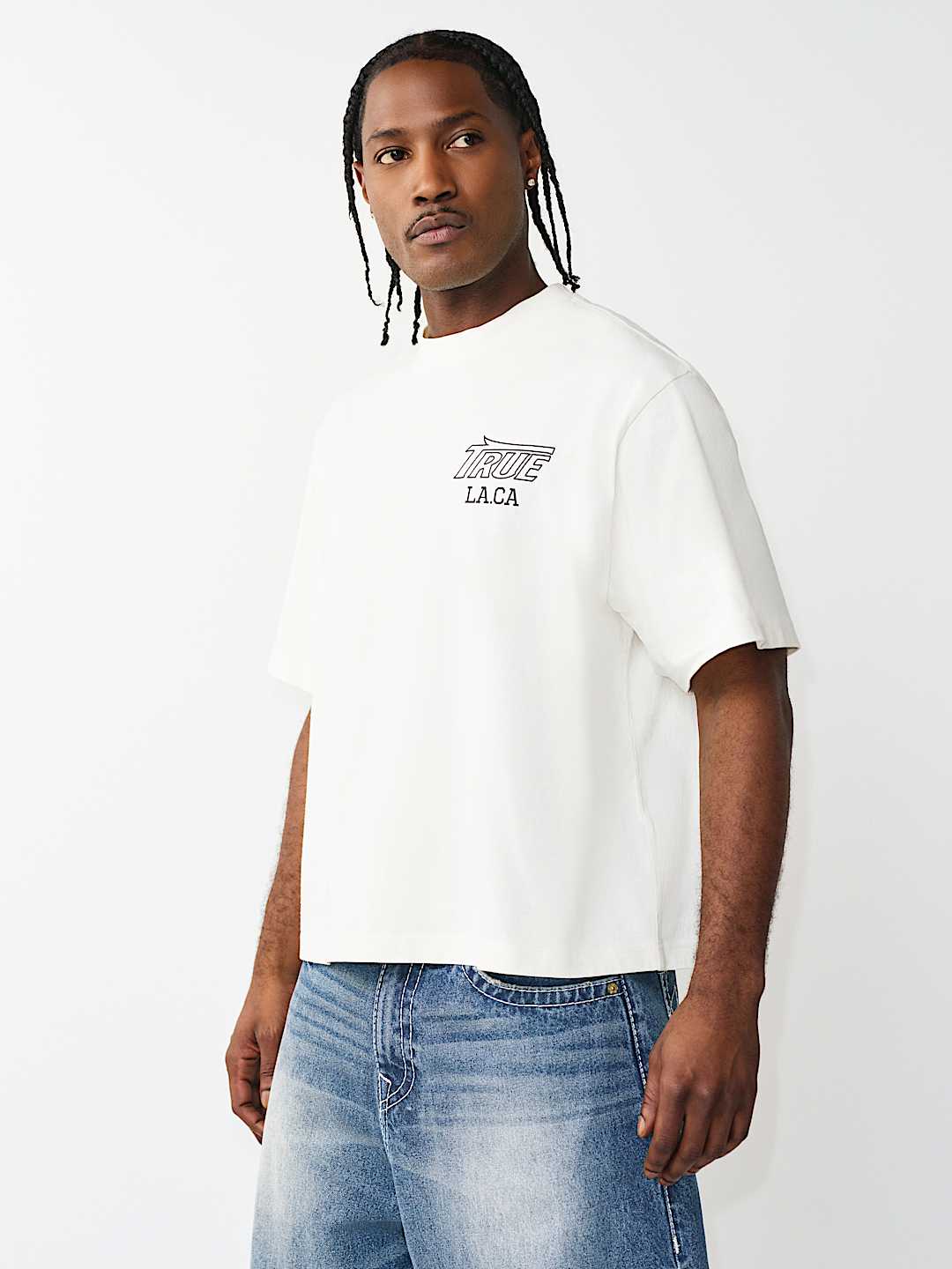 PRINT MESH STACKED LOGO HEAVYWEIGHT BOXY TEE, image 3