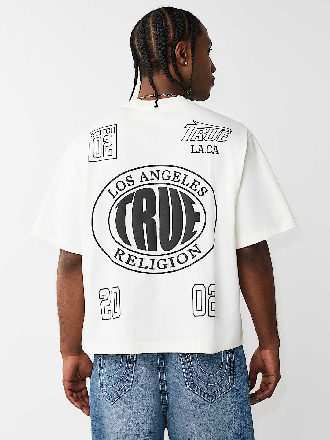 PRINT MESH STACKED LOGO HEAVYWEIGHT BOXY TEE, image 1