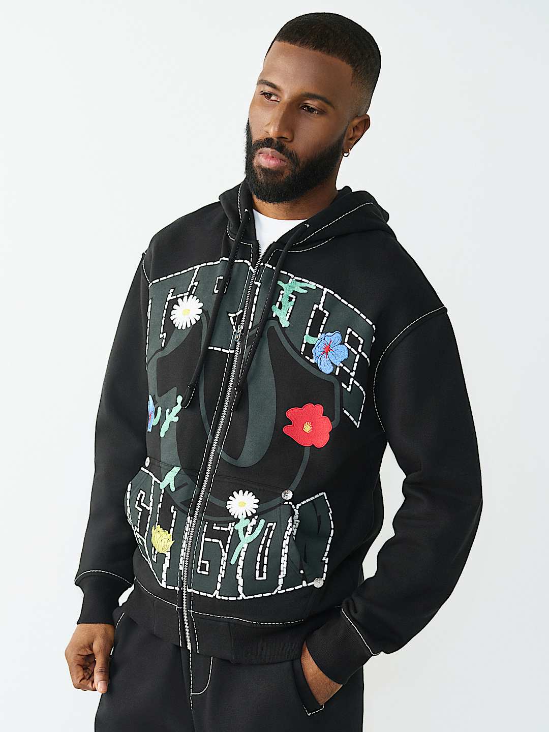 LOGO BIG T ZIP HOODIE, image 4