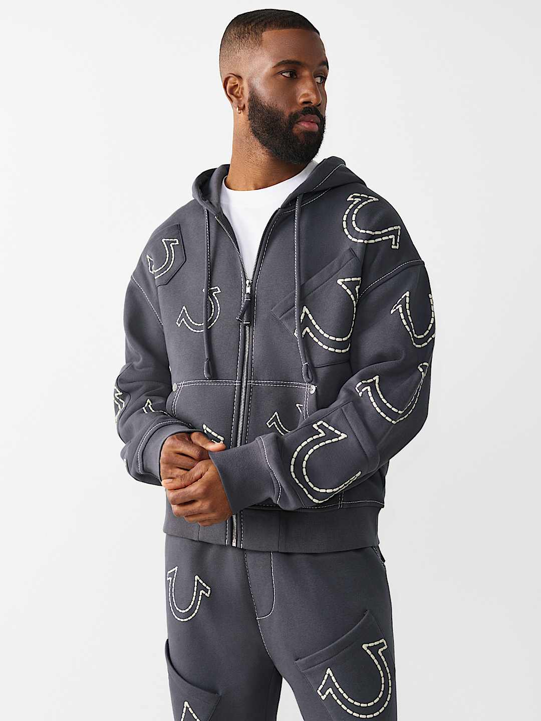 HORSESHOE BIG T BOXY ZIP HOODIE, image 3