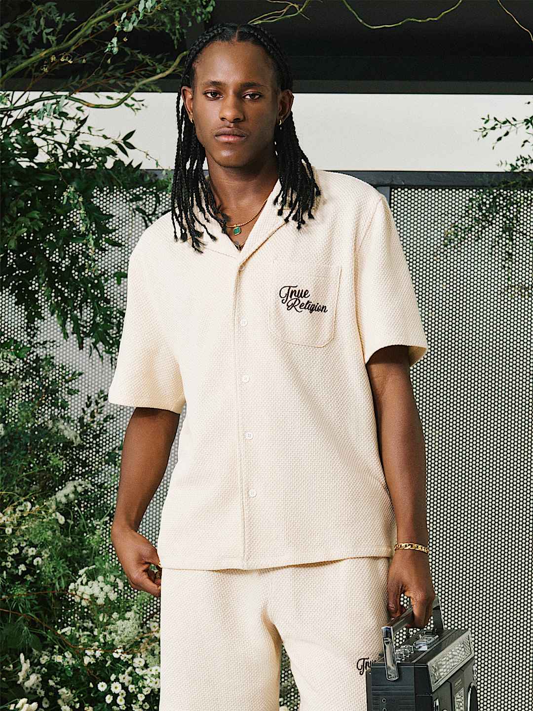 CAMISETA DE CAMPAMENTO TEJIDA CON FLORES, image 2