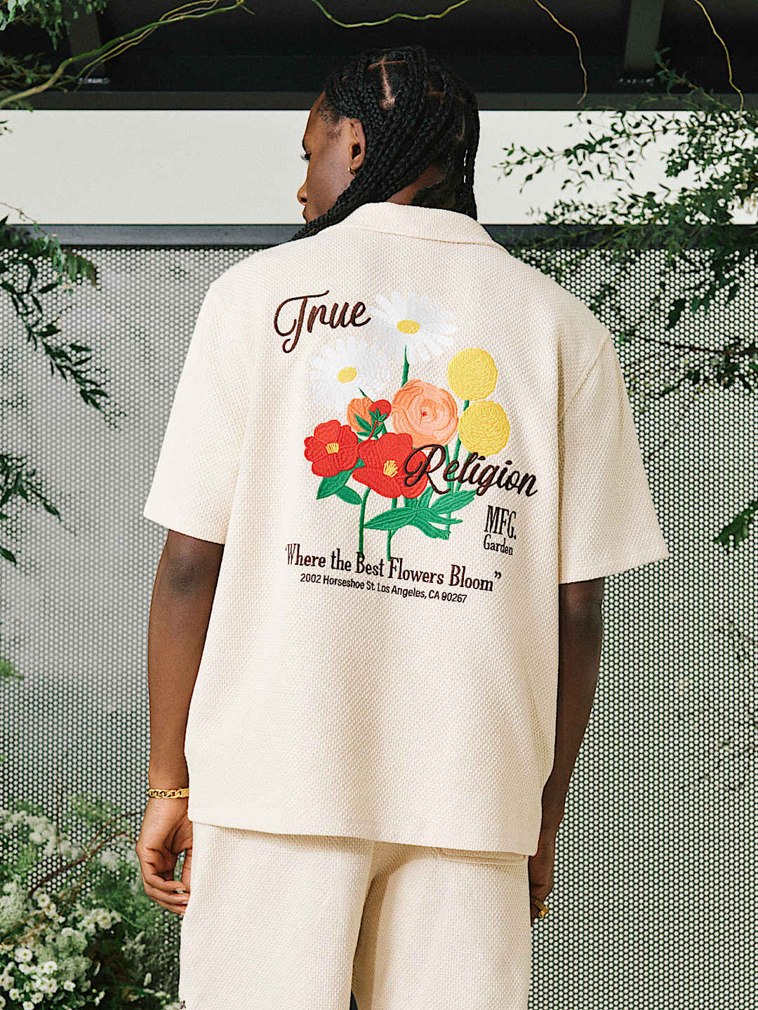 CAMISETA DE CAMPAMENTO TEJIDA CON FLORES, image 1