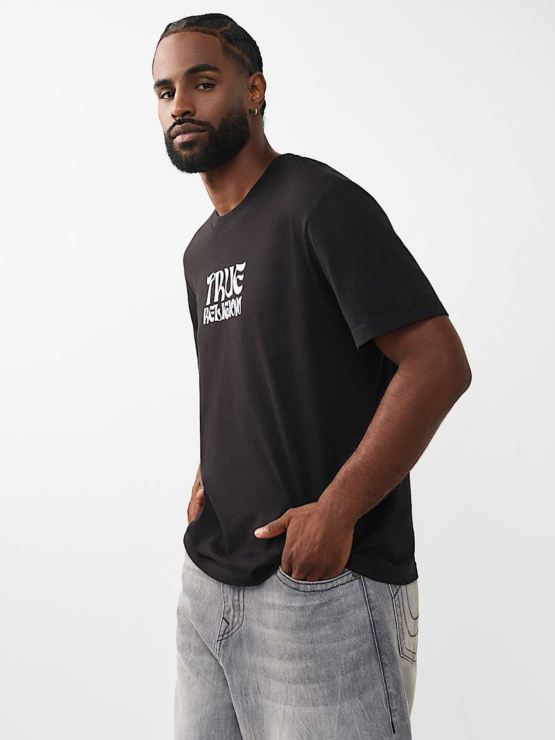 WAVY LOGO BUDDHA FACE GRAPHIC TEE, image 4