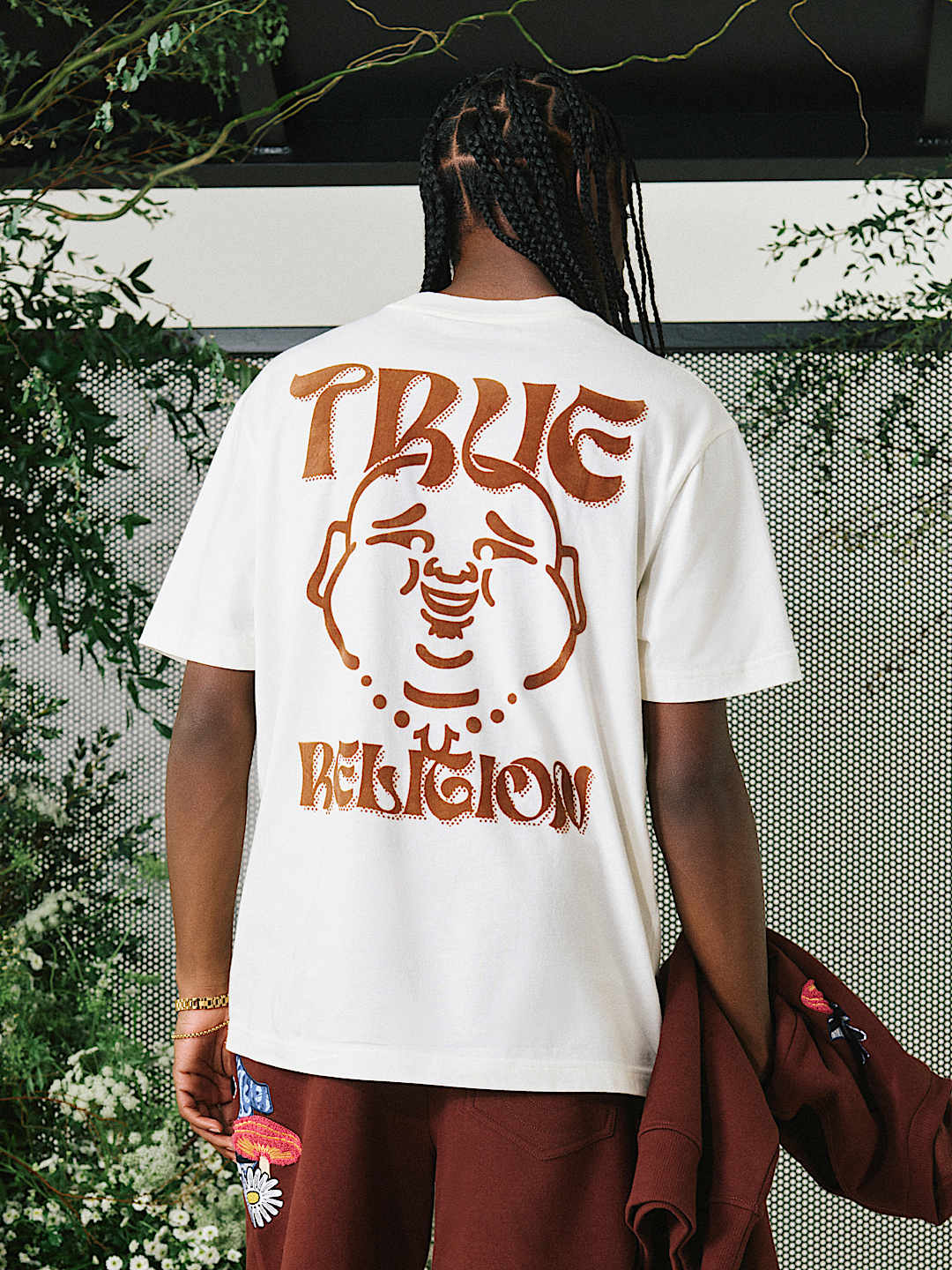 WAVY LOGO BUDDHA FACE GRAPHIC TEE, image 1