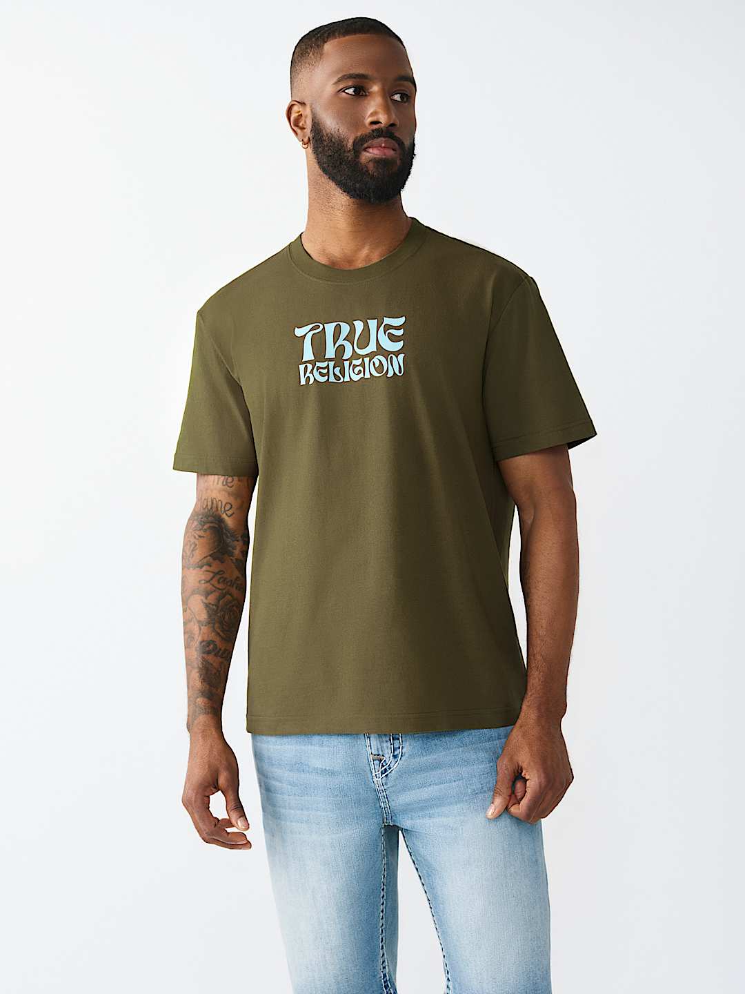 WAVY LOGO BUDDHA FACE GRAPHIC TEE, image 3