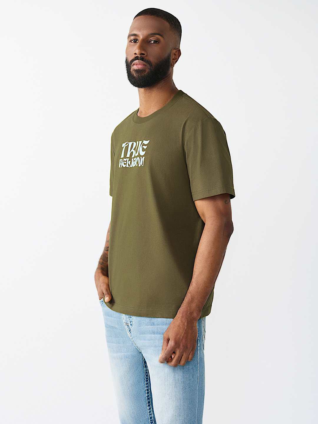 WAVY LOGO BUDDHA FACE GRAPHIC TEE, image 4