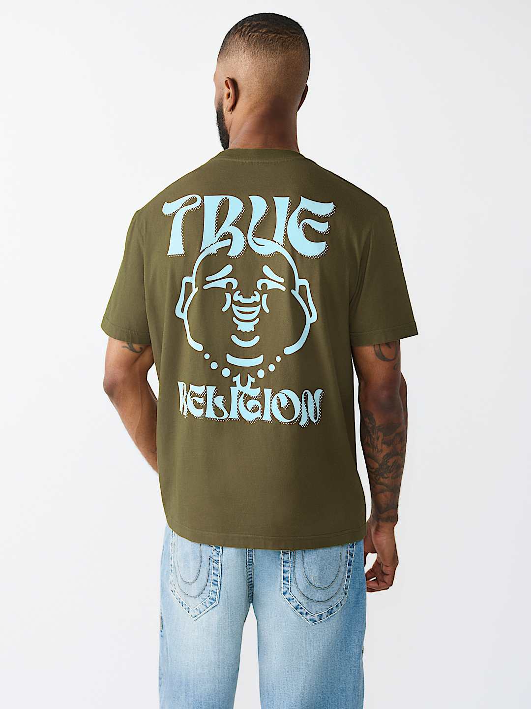 WAVY LOGO BUDDHA FACE GRAPHIC TEE, image 5