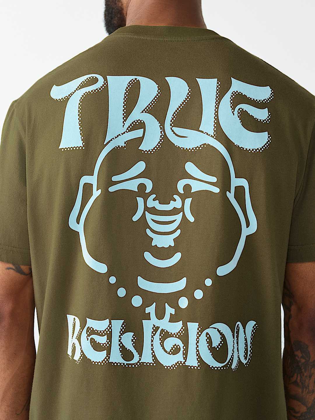 WAVY LOGO BUDDHA FACE GRAPHIC TEE, image 1