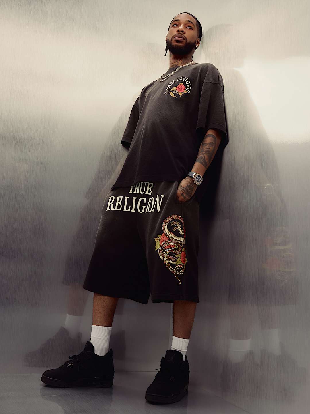 MIKEY FLORAL SNAKE BAGGY AF SWEATSHORT