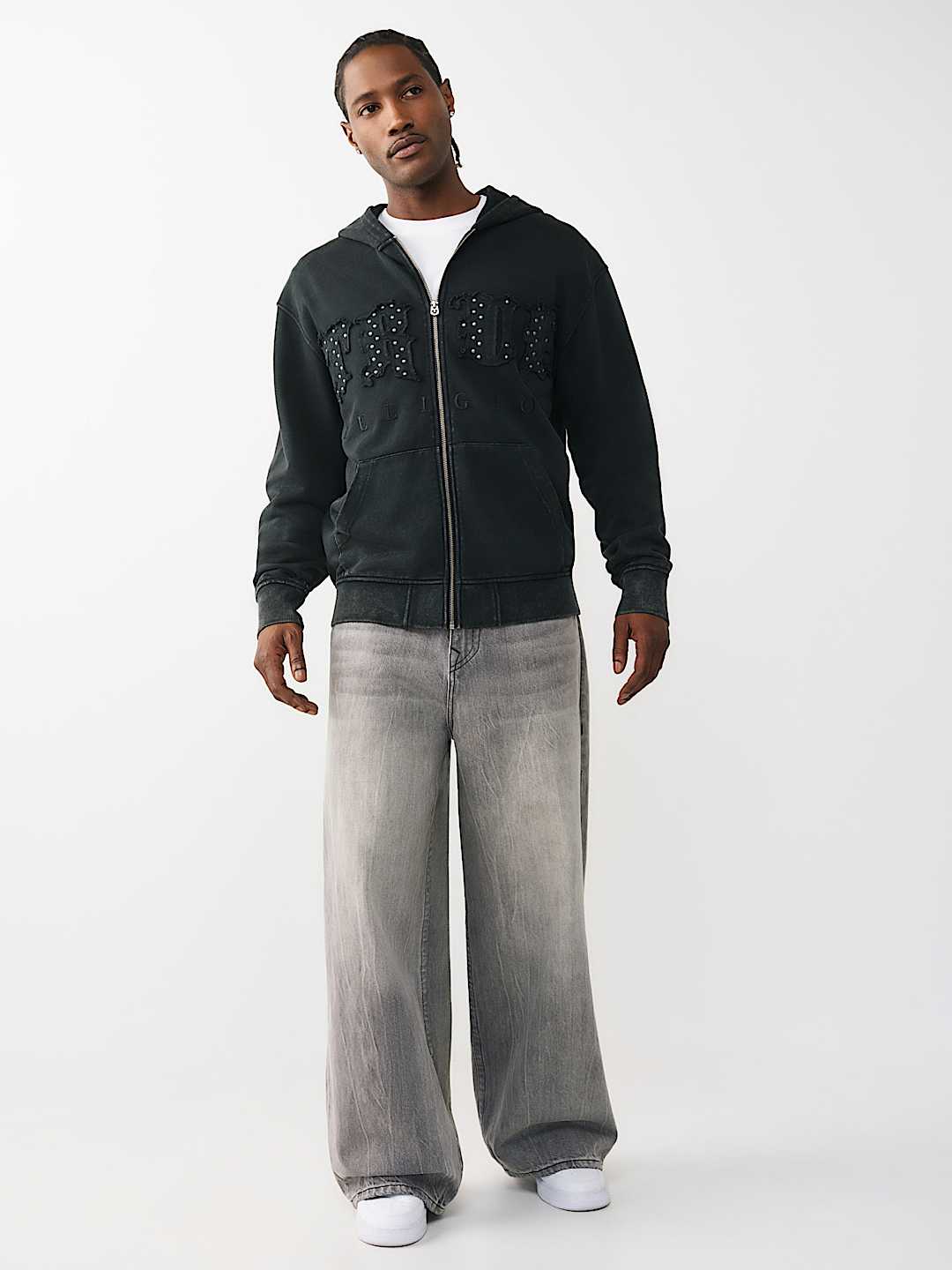 STUDDED LOGO ZIP HOODIE, image 6