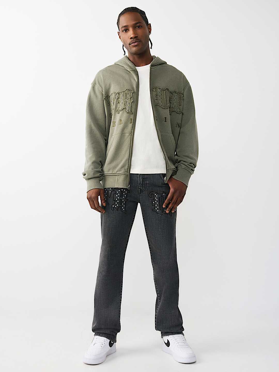 STUDDED LOGO ZIP HOODIE, image 6